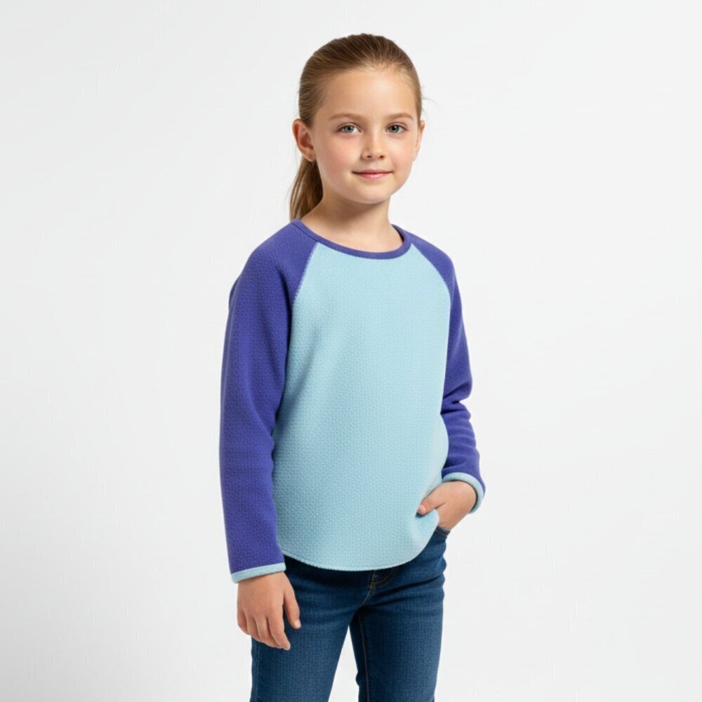 L.L. Bean Girls Fleece Raglan Pullover - Size M 5-6